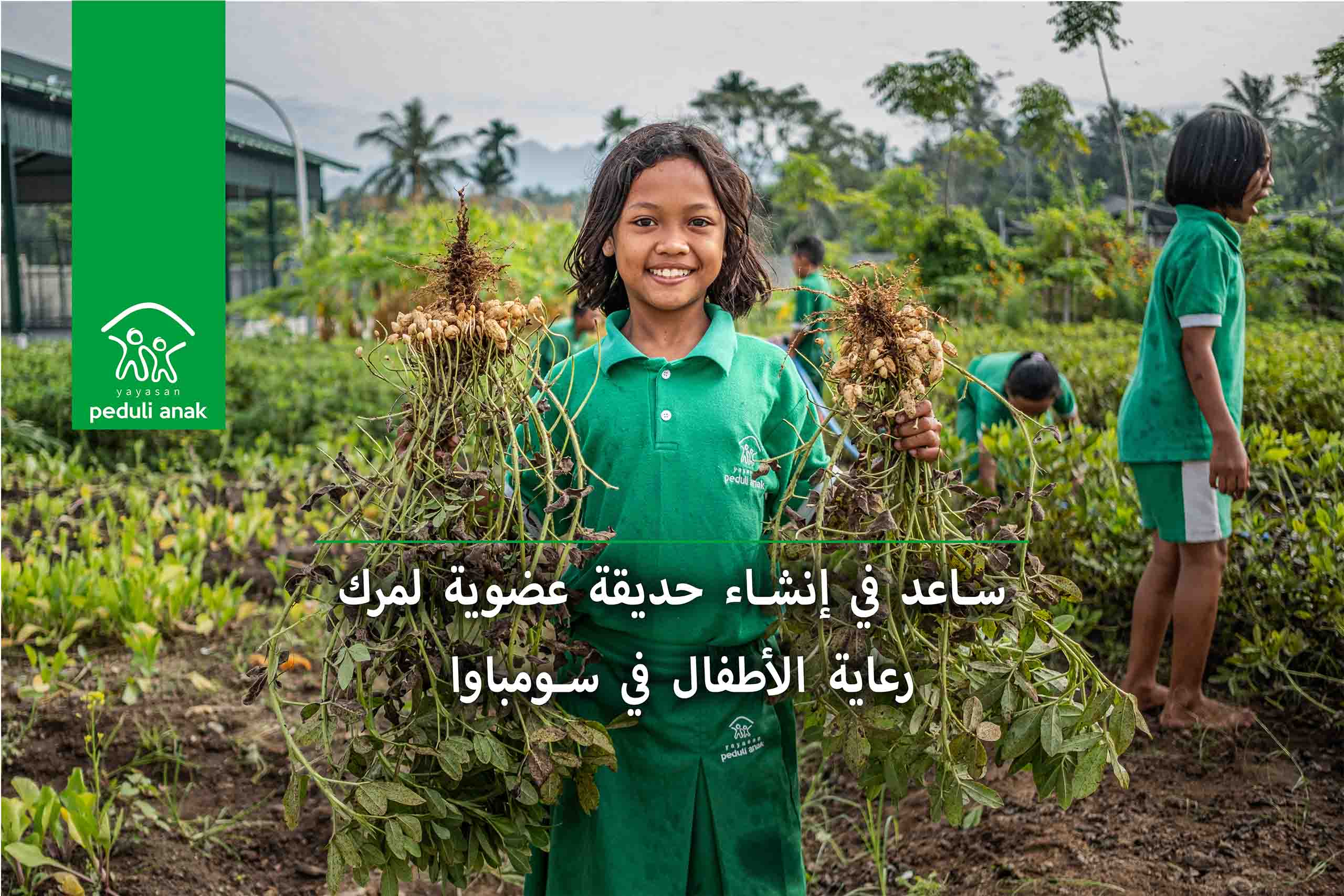 ساعد في إنشاء حديقة عضوية لمركز رعاية الأطفال في سومباوا